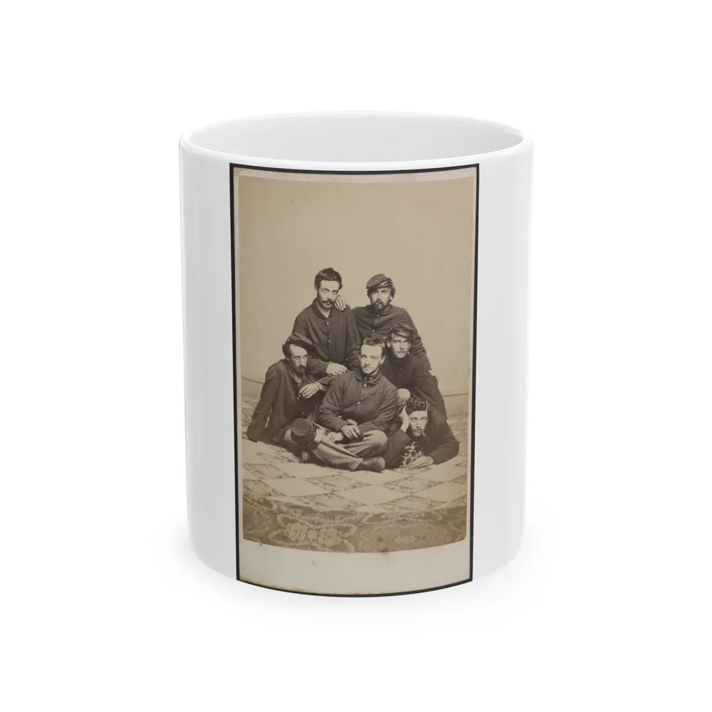 Six Unidentified Soldiers In Union Uniforms With Cigars And Pipe (U.S. Civil War) White Coffee Mug-11oz-Go Mug Yourself