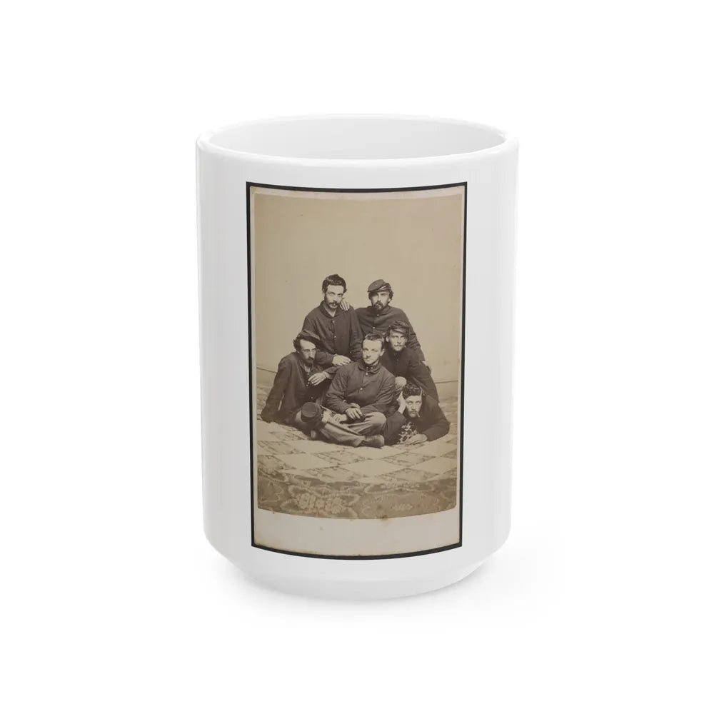 Six Unidentified Soldiers In Union Uniforms With Cigars And Pipe (U.S. Civil War) White Coffee Mug-15oz-Go Mug Yourself