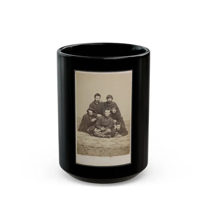 Six Unidentified Soldiers In Union Uniforms With Cigars And Pipe (U.S. Civil War) Black Coffee Mug 15oz - Go Mug Yourself