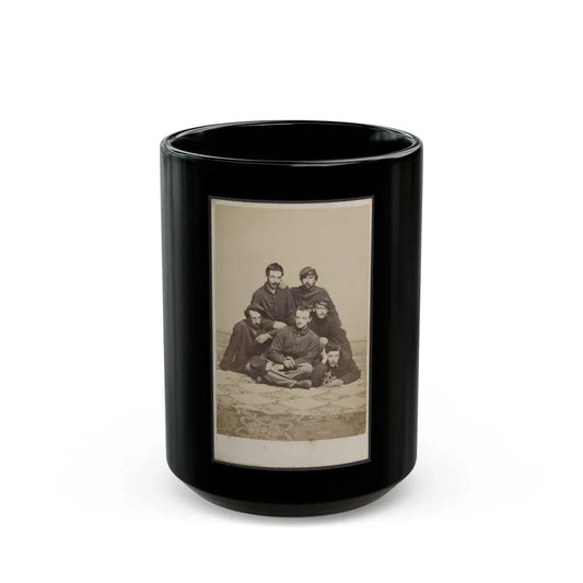 Six Unidentified Soldiers In Union Uniforms With Cigars And Pipe (U.S. Civil War) Black Coffee Mug 15oz - Go Mug Yourself