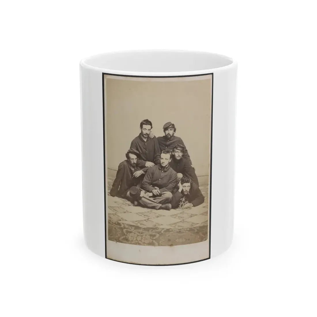 Six Unidentified Soldiers In Union Uniforms With Cigars And Pipe (U.S. Civil War) White Coffee Mug 11oz - Go Mug Yourself