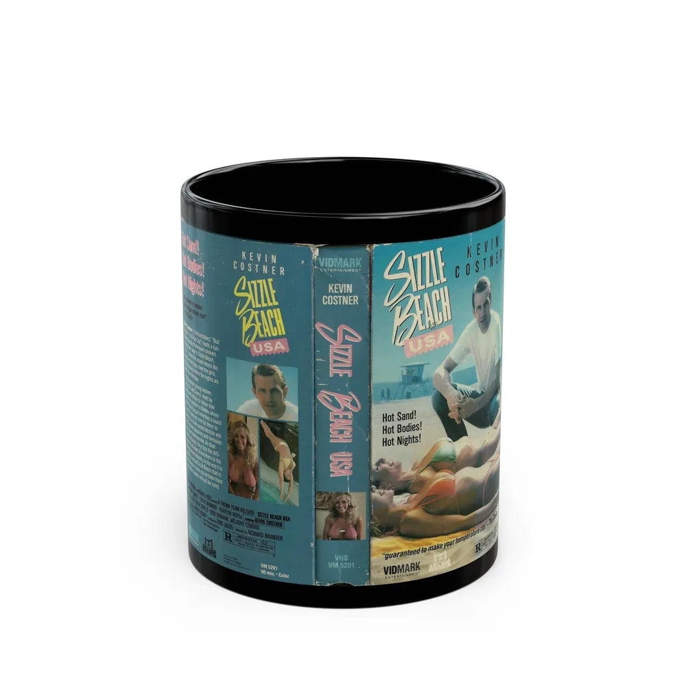 SIZZLE BEACH USA VIDMARK TROMA (VHS COVER) - Black Coffee Mug-11oz-Go Mug Yourself