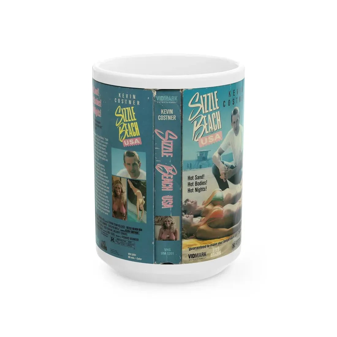 SIZZLE BEACH USA VIDMARK TROMA (VHS COVER) - White Coffee Mug 15oz - Go Mug Yourself