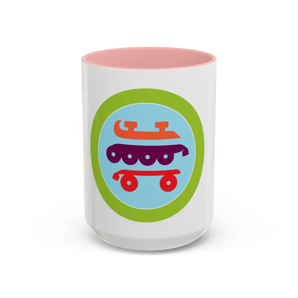 Skating (Boy Scout Merit Badge) Accent Coffee Mug-15oz-Pink-Go Mug Yourself