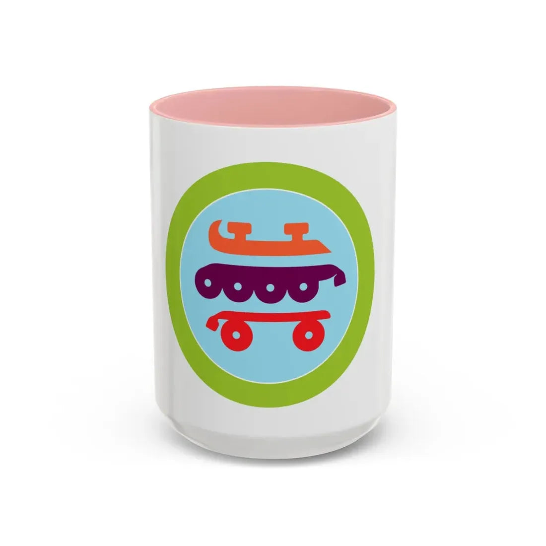 Skating (Boy Scout Merit Badge) Accent Coffee Mug 15oz Pink - Go Mug Yourself