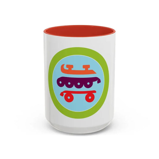 Skating (Boy Scout Merit Badge) Accent Coffee Mug 15oz Red - Go Mug Yourself