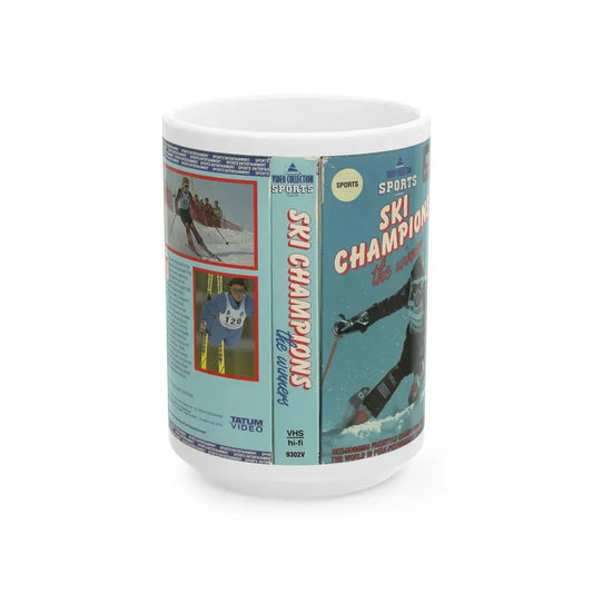 SKI CHAMPIONS THE WINNERS (VHS COVER) - White Coffee Mug 15oz - Go Mug Yourself