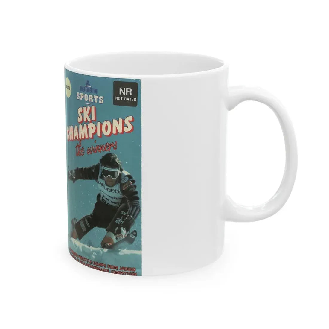 SKI CHAMPIONS THE WINNERS (VHS COVER) - White Coffee Mug - Go Mug Yourself