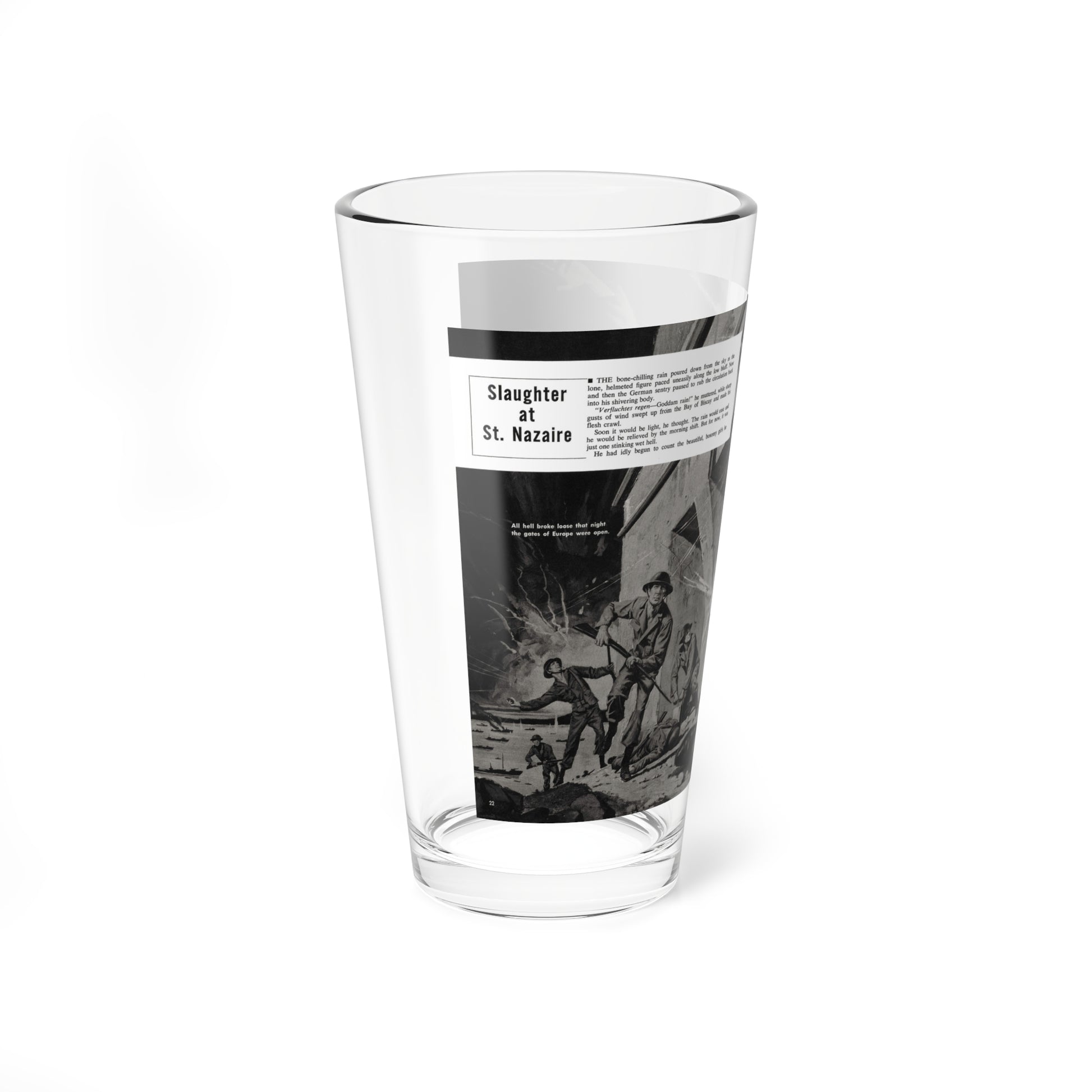 Slaughter at St. Nazarie, Adventure, December 1963 (Magazine Illustration) Pint Glass 16oz-Go Mug Yourself