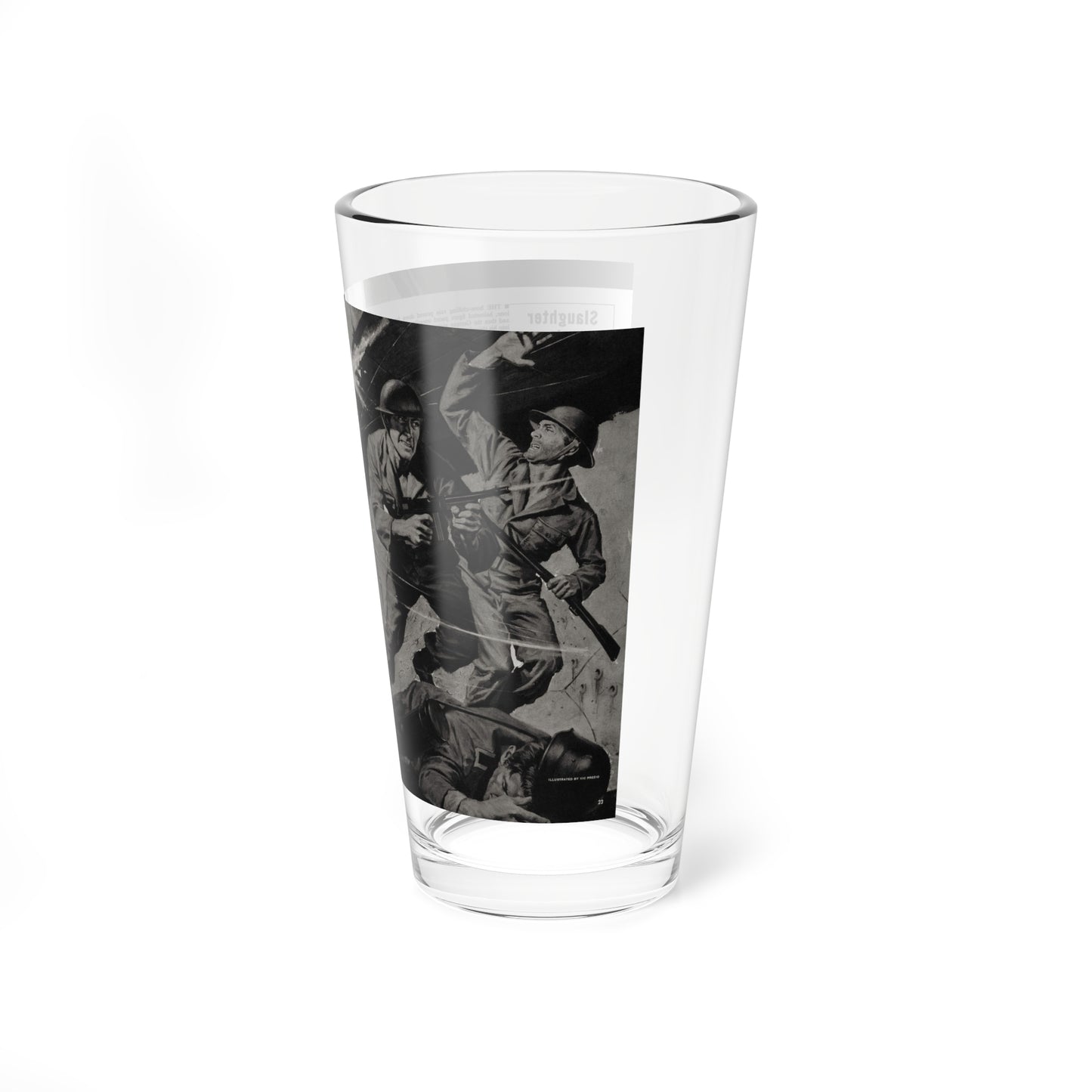 Slaughter at St. Nazarie, Adventure, December 1963 (Magazine Illustration) Pint Glass 16oz-Go Mug Yourself