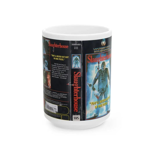 SLAUGHTERHOUSE (VHS COVER) - White Coffee Mug 15oz - Go Mug Yourself