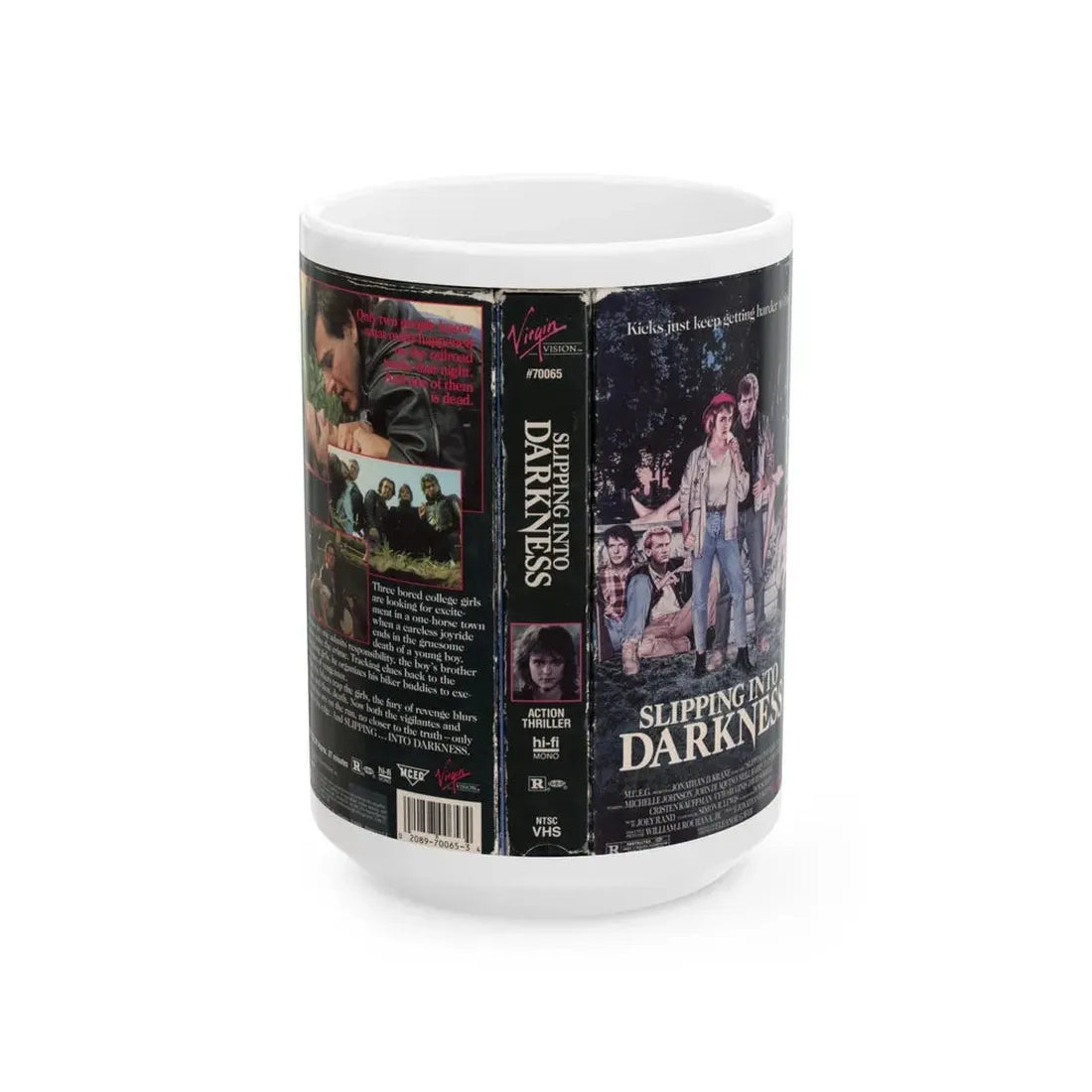 SLIPPING INTO DARKNESS (VHS COVER) - White Coffee Mug 15oz - Go Mug Yourself