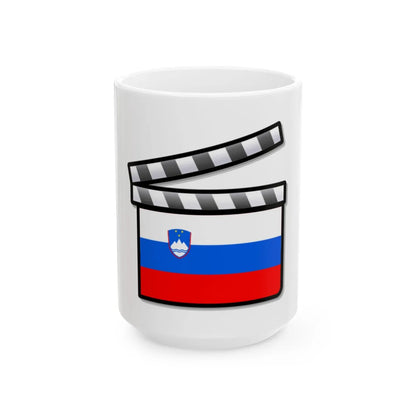 Slovenia film clapperboard (Slovenia) White Coffee Mug 15oz - Go Mug Yourself