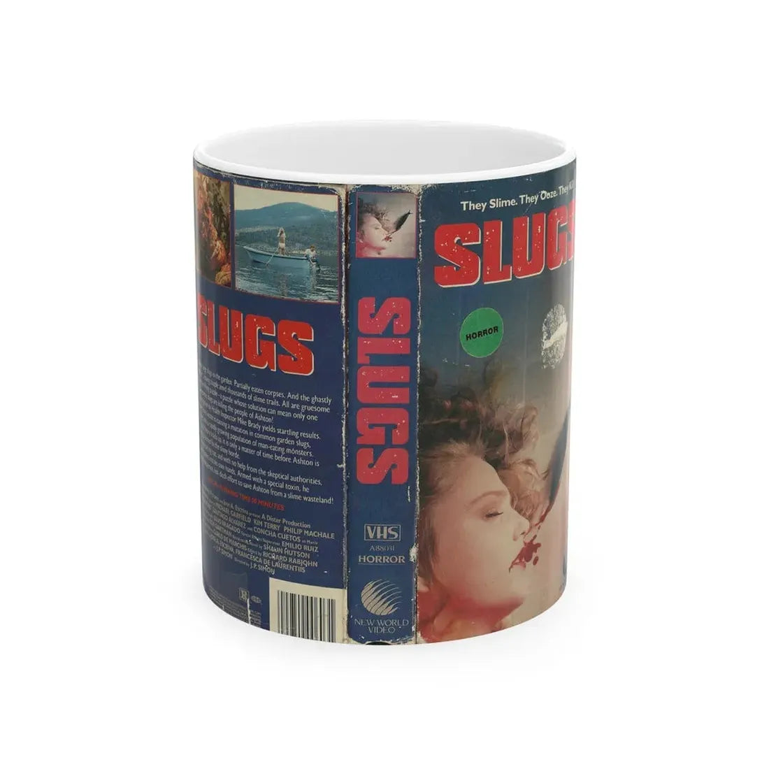 SLUGS NEW WORLD VIDEO (VHS COVER) - White Coffee Mug 11oz - Go Mug Yourself