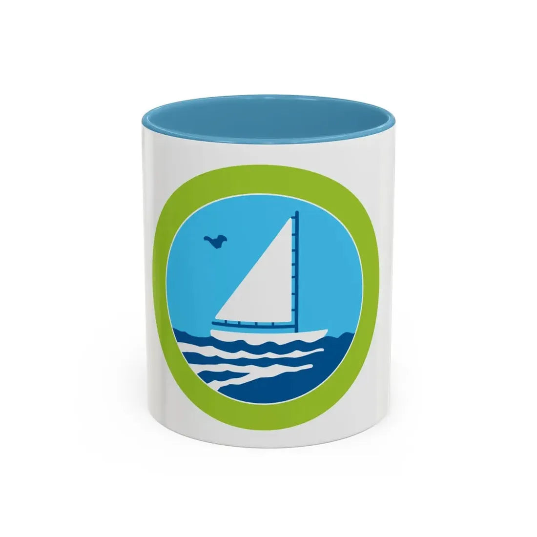 Small Boat Sailing (Boy Scout Merit Badge) Accent Coffee Mug 11oz Light Blue - Go Mug Yourself