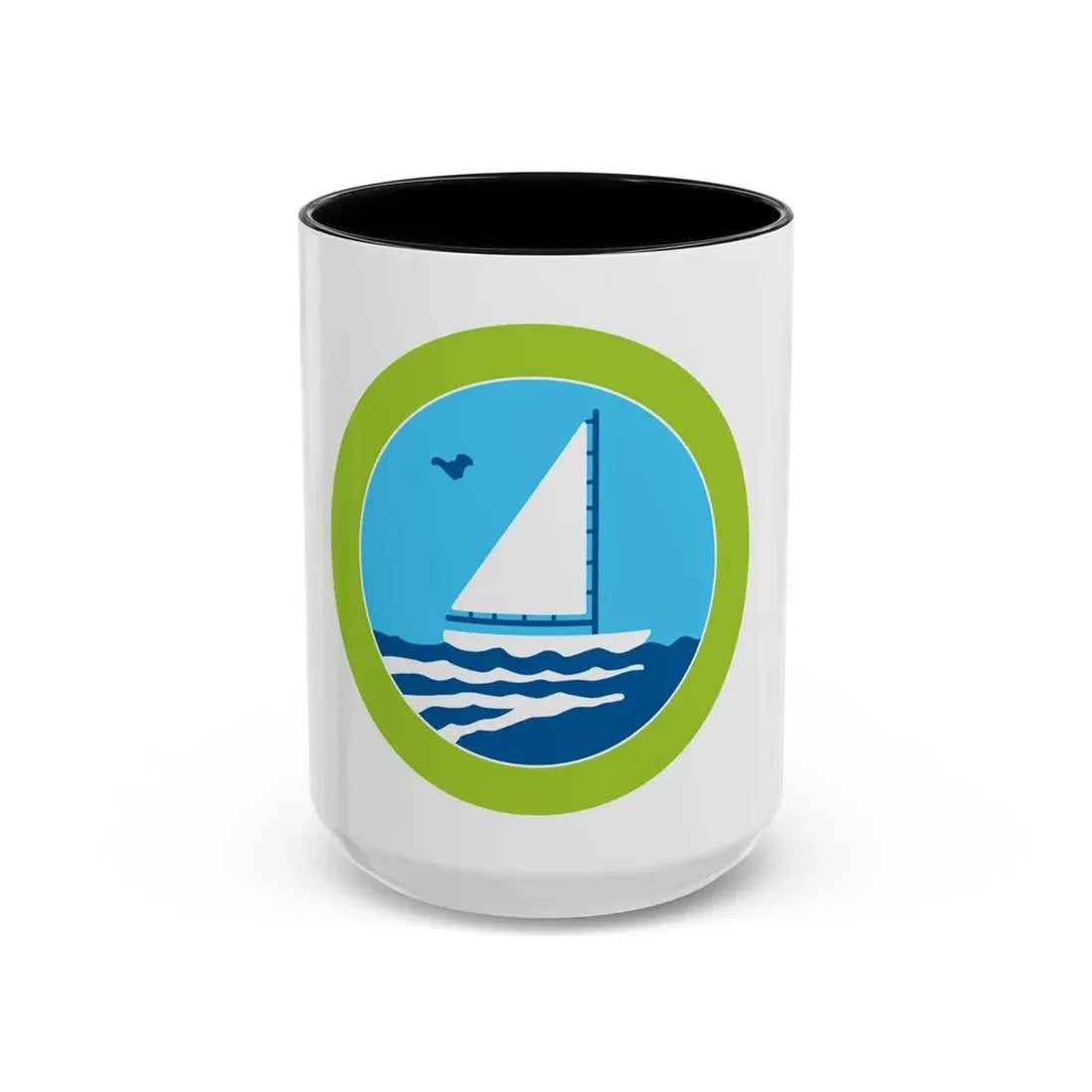 Small Boat Sailing (Boy Scout Merit Badge) Accent Coffee Mug 15oz Black - Go Mug Yourself