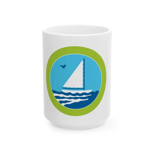 Small Boat Sailing (Boy Scout Merit Badge) White Coffee Mug 15oz - Go Mug Yourself