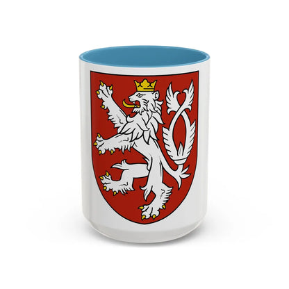 Small coat of arms of the Czech Republic - Accent Coffee Mug 15oz Light Blue - Go Mug Yourself