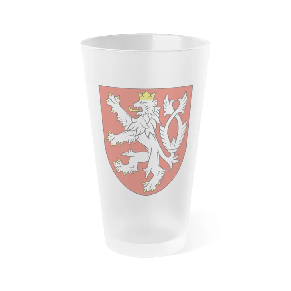 Small coat of arms of the Czech Republic - Frosted Pint Glass 16oz-Go Mug Yourself