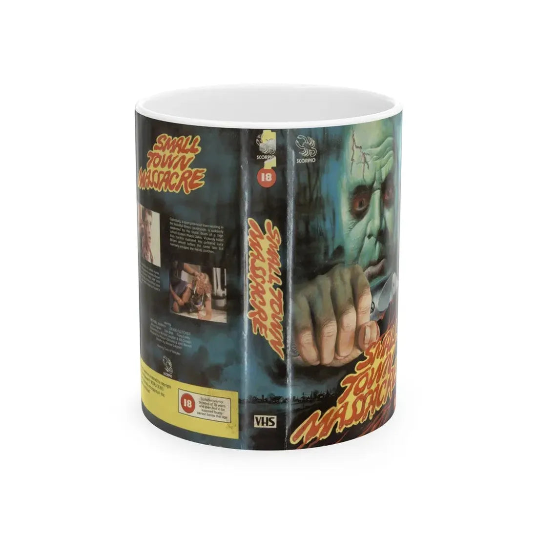 SMALL TOWN MASSACRE (VHS COVER) - White Coffee Mug 11oz - Go Mug Yourself