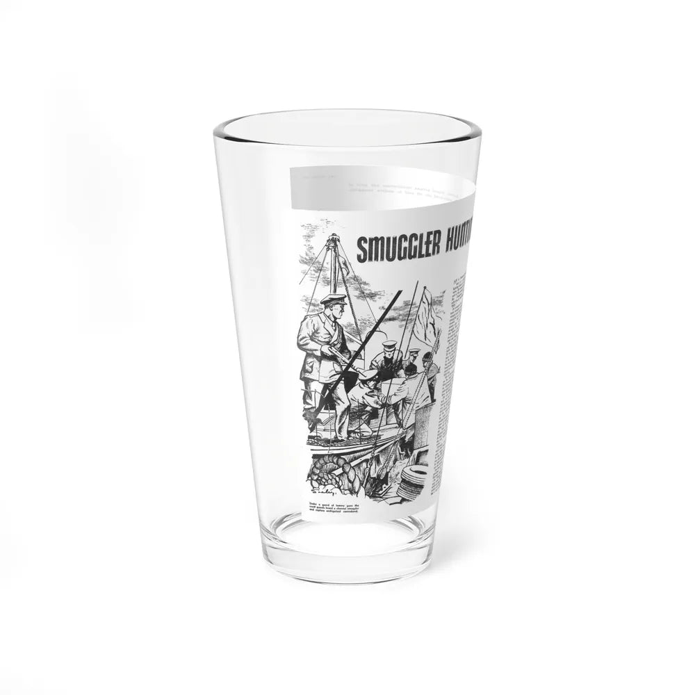 Smuggler Hunting is a Crowded Lifes, Man Junior, Fabruary 1950 (Magazine Illustration) Pint Glass 16oz - Go Mug Yourself