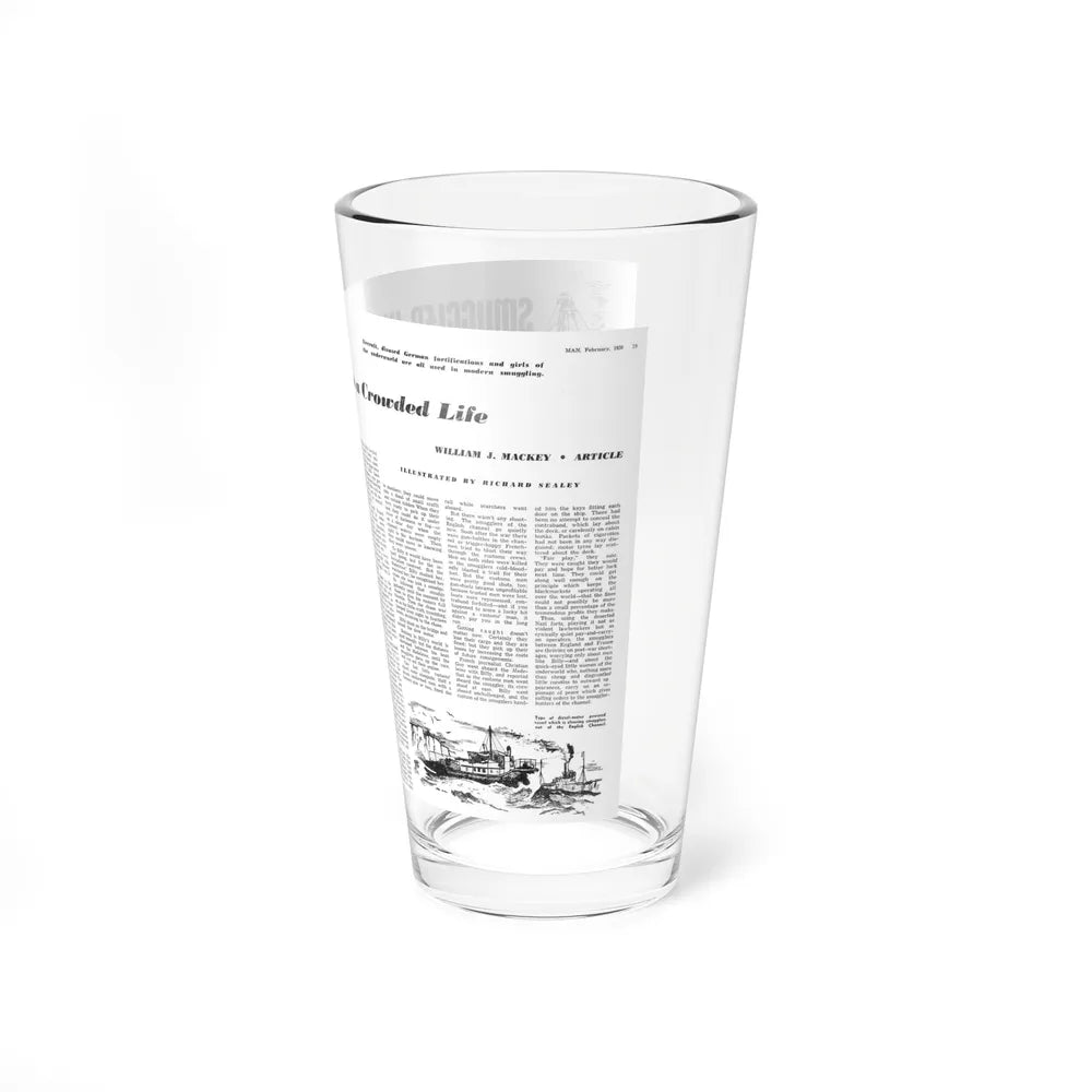 Smuggler Hunting is a Crowded Lifes, Man Junior, Fabruary 1950 (Magazine Illustration) Pint Glass 16oz - Go Mug Yourself