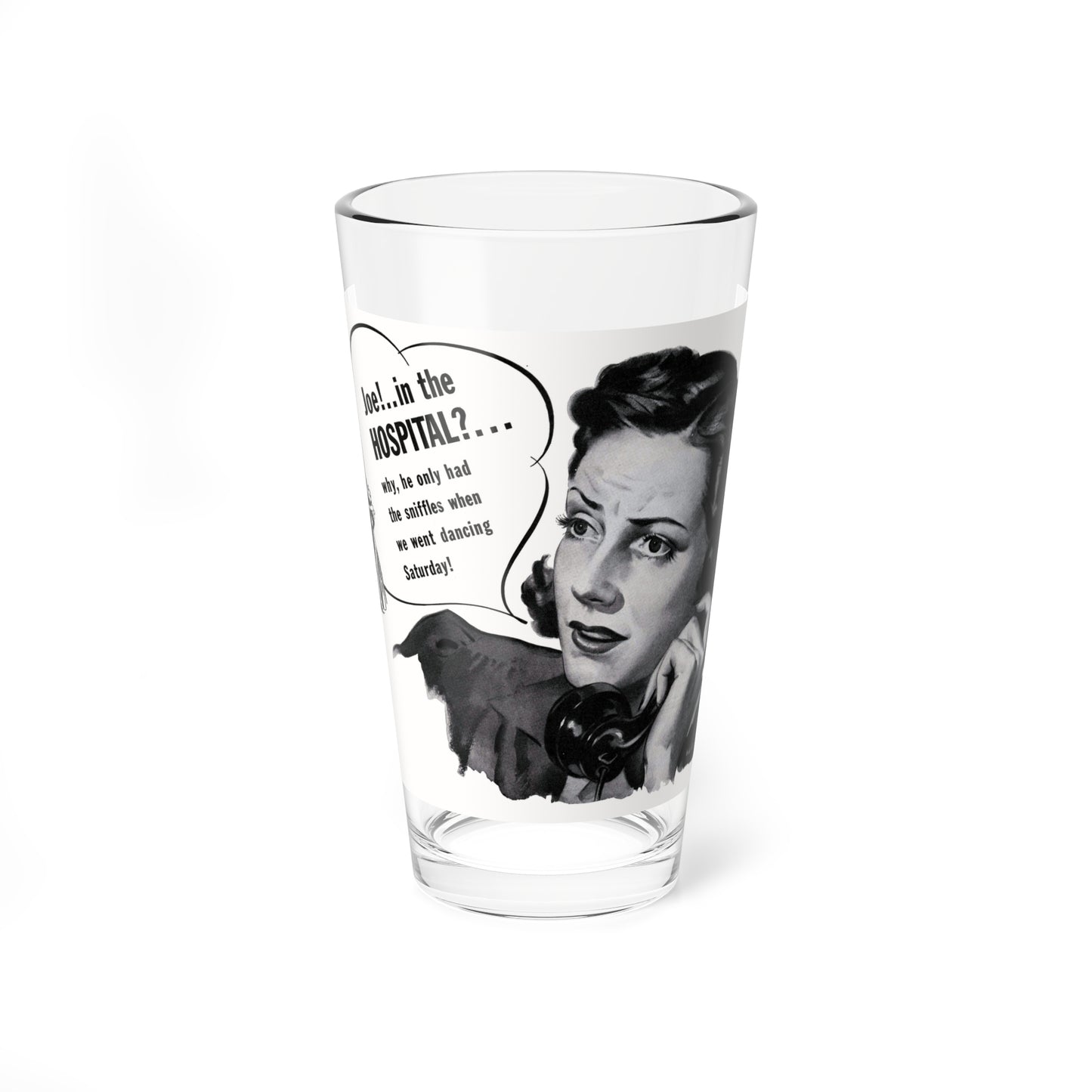 Sniffles Lead to Another Hospitalization, Listerine ad, 1940 (Magazine Illustration) Pint Glass 16oz-16oz-Go Mug Yourself