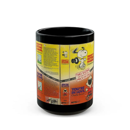 SNOOPYS GETTING MARRIED CHARLIE BROWN AND YOURE IN LOVE CHARLIE BROWN (VHS COVER) - Black Coffee Mug 15oz - Go Mug Yourself