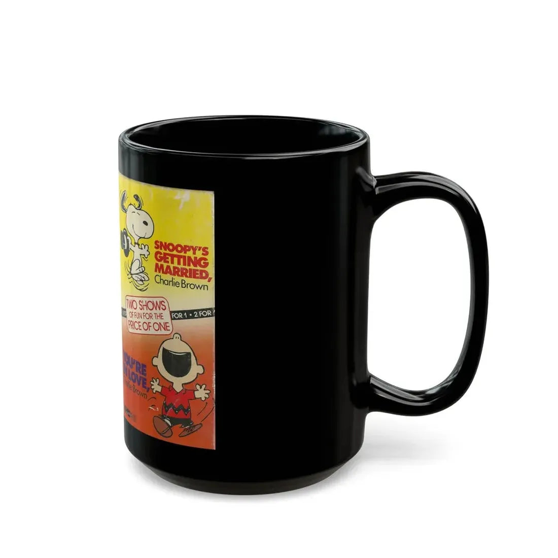 SNOOPYS GETTING MARRIED CHARLIE BROWN AND YOURE IN LOVE CHARLIE BROWN (VHS COVER) - Black Coffee Mug - Go Mug Yourself