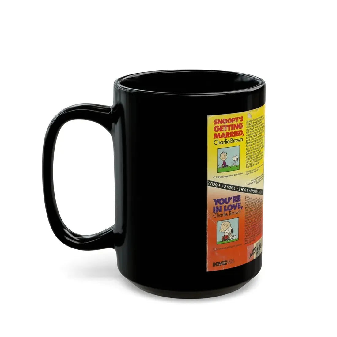 SNOOPYS GETTING MARRIED CHARLIE BROWN AND YOURE IN LOVE CHARLIE BROWN (VHS COVER) - Black Coffee Mug - Go Mug Yourself