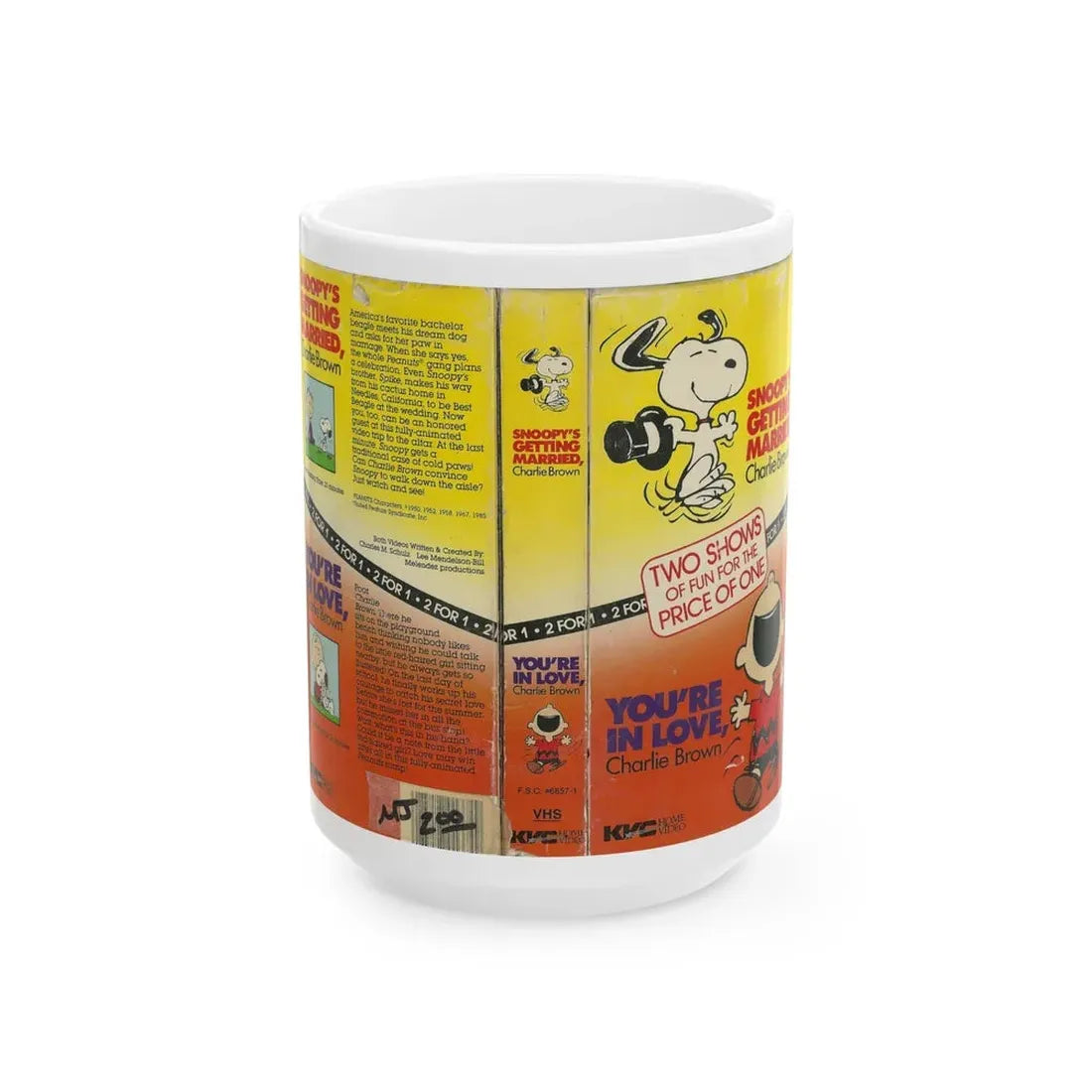 SNOOPYS GETTING MARRIED CHARLIE BROWN AND YOURE IN LOVE CHARLIE BROWN (VHS COVER) - White Coffee Mug 15oz - Go Mug Yourself