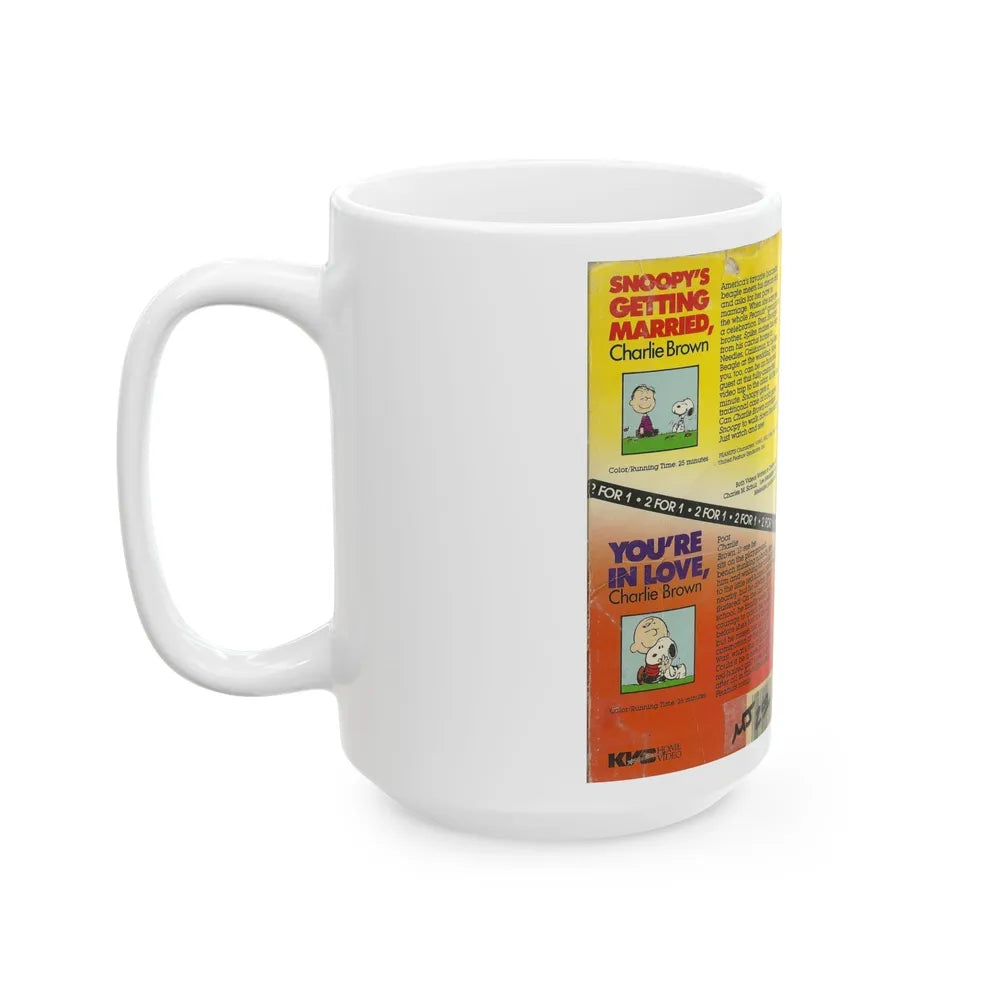 SNOOPYS GETTING MARRIED CHARLIE BROWN AND YOURE IN LOVE CHARLIE BROWN (VHS COVER) - White Coffee Mug-Go Mug Yourself