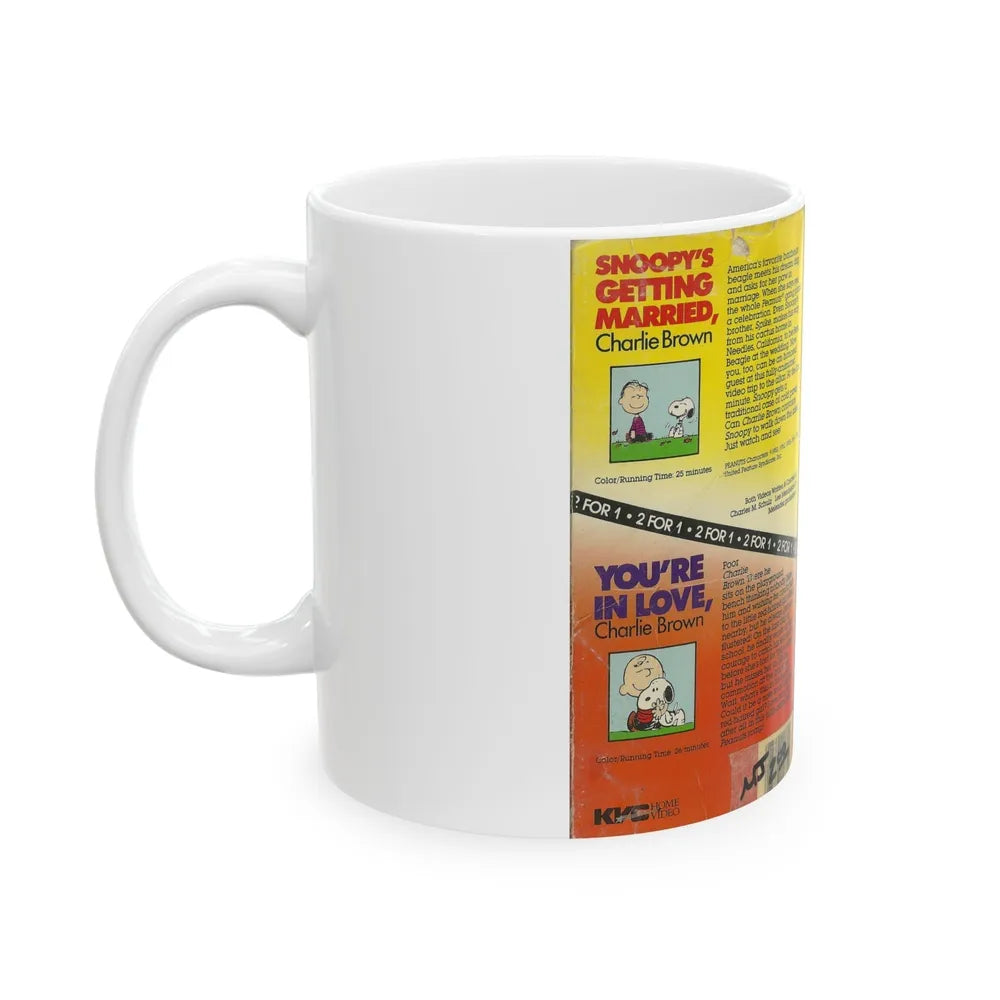 SNOOPYS GETTING MARRIED CHARLIE BROWN AND YOURE IN LOVE CHARLIE BROWN (VHS COVER) - White Coffee Mug-Go Mug Yourself