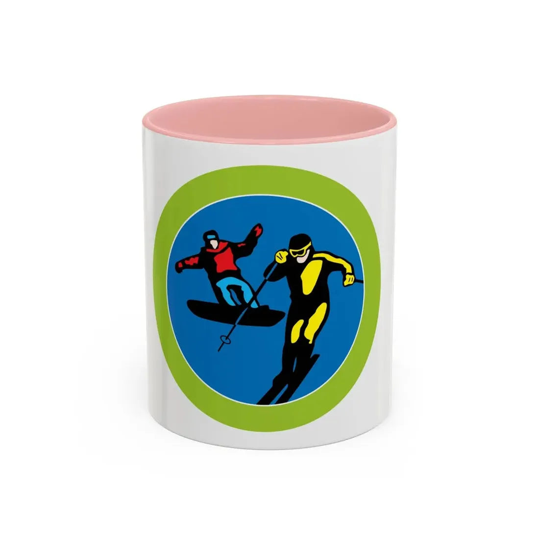 Snow Sports (Boy Scout Merit Badge) Accent Coffee Mug 11oz Pink - Go Mug Yourself