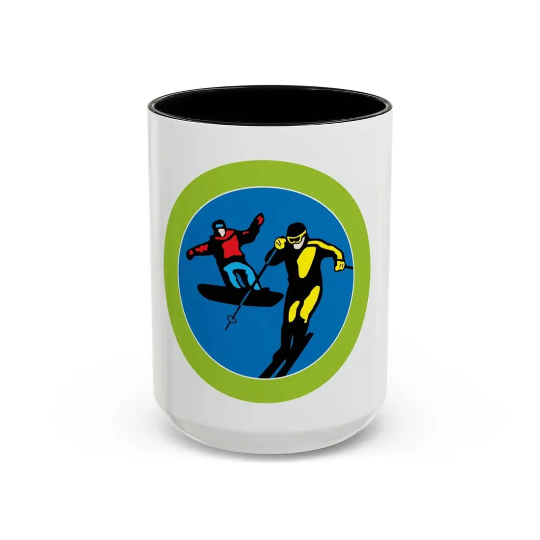 Snow Sports (Boy Scout Merit Badge) Accent Coffee Mug 15oz Black - Go Mug Yourself