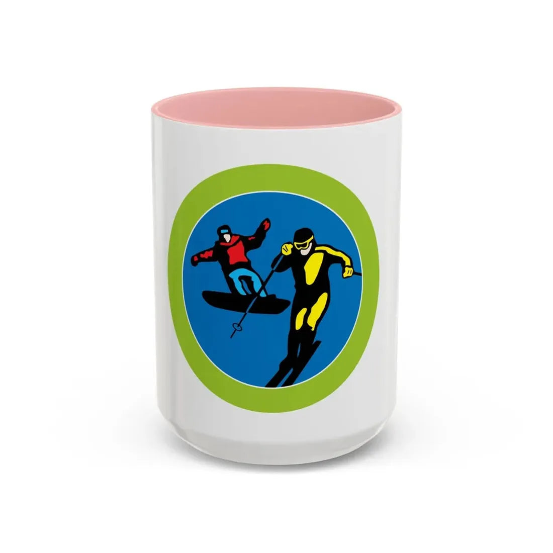 Snow Sports (Boy Scout Merit Badge) Accent Coffee Mug 15oz Pink - Go Mug Yourself