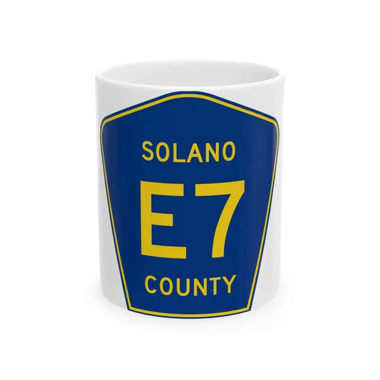 Solano County E7 (California) (Road Sign) White Coffee Mug 11oz - Go Mug Yourself
