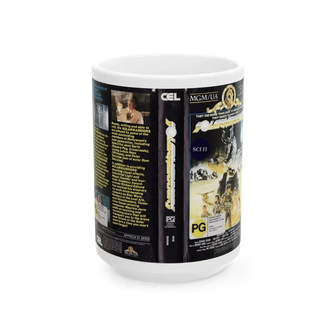 SOLARWARRIORS SCIFI (VHS COVER) - White Coffee Mug 15oz - Go Mug Yourself