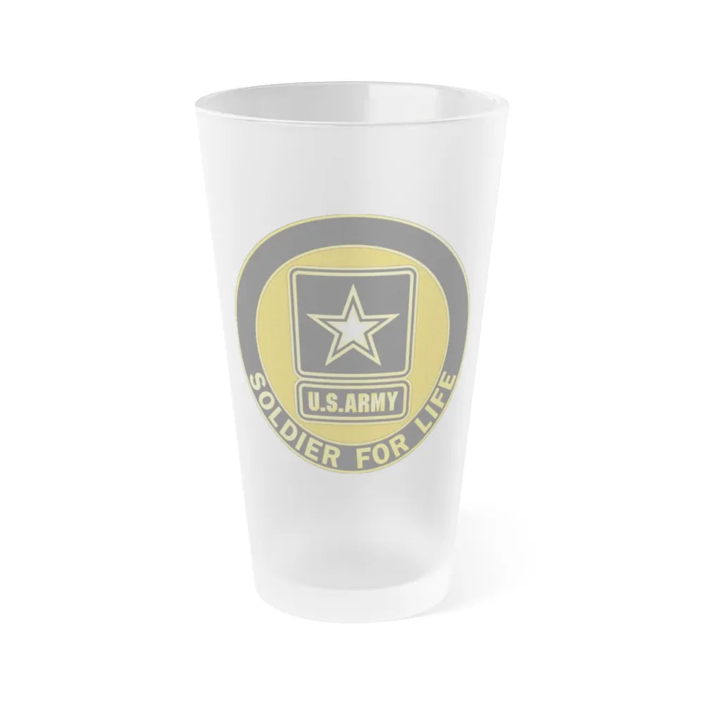 Soldier for Life Lapel Button (U.S. Army) Frosted Pint Glass 16oz-Go Mug Yourself