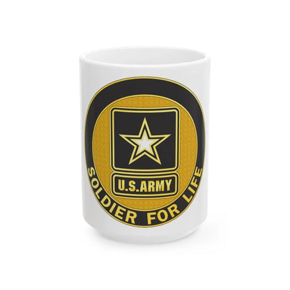 Soldier for Life Lapel Button (U.S. Army) White Coffee Mug-15oz-Go Mug Yourself