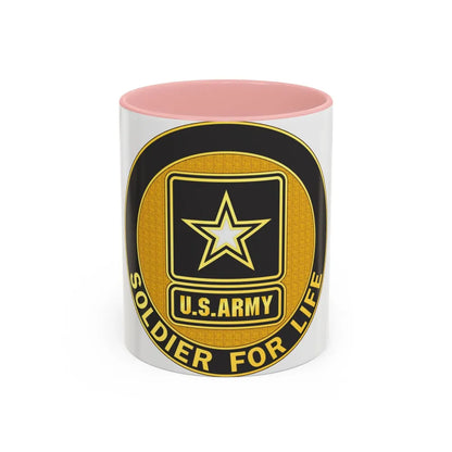 Soldier for Life Lapel Button (U.S. Army) Accent Coffee Mug 11oz Pink - Go Mug Yourself
