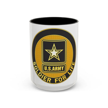 Soldier for Life Lapel Button (U.S. Army) Accent Coffee Mug 15oz Black - Go Mug Yourself