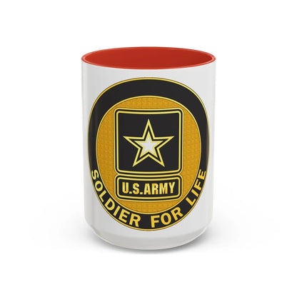 Soldier for Life Lapel Button (U.S. Army) Accent Coffee Mug 15oz Red - Go Mug Yourself