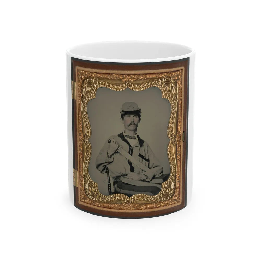 Soldier In Confederate Uniform (U.S. Civil War) White Coffee Mug-11oz-Go Mug Yourself