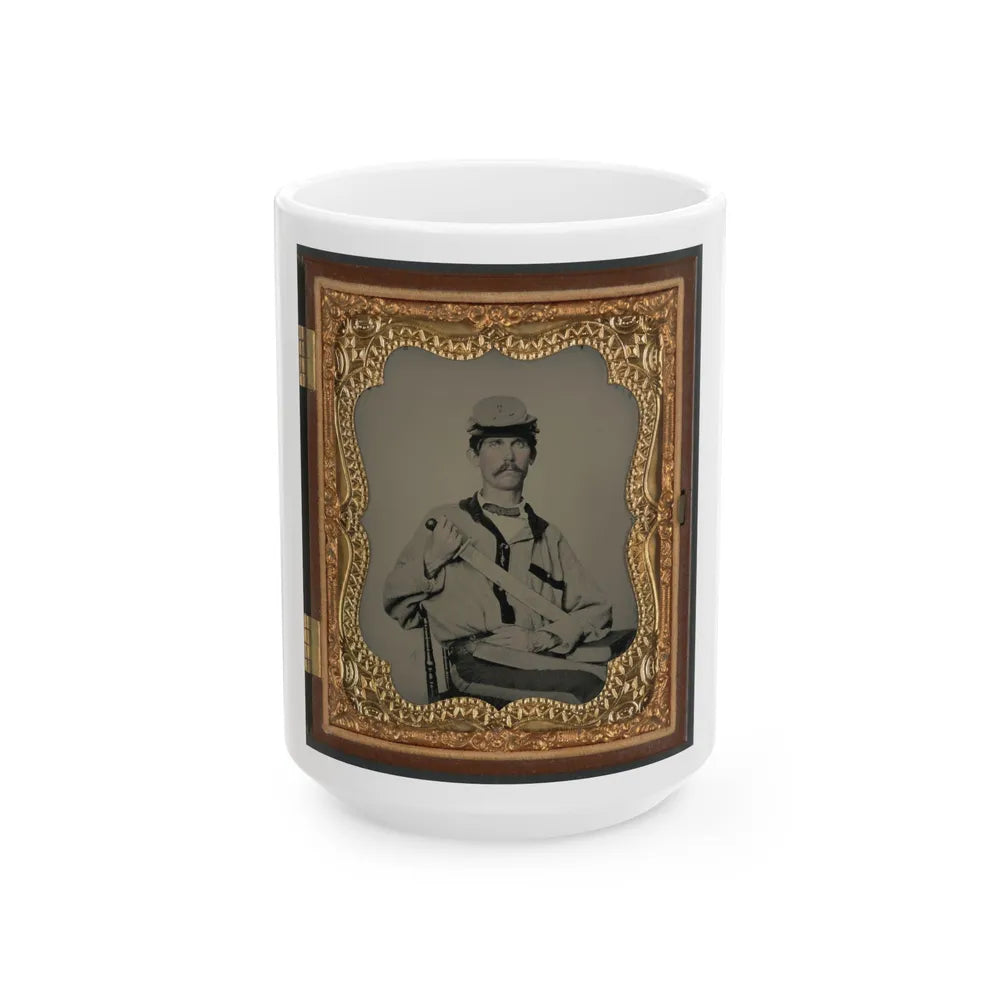 Soldier In Confederate Uniform (U.S. Civil War) White Coffee Mug-15oz-Go Mug Yourself