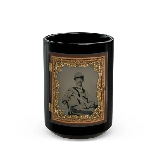 Soldier In Confederate Uniform (U.S. Civil War) Black Coffee Mug 15oz - Go Mug Yourself