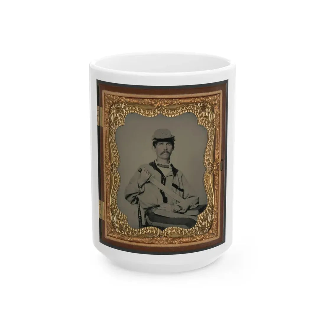 Soldier In Confederate Uniform (U.S. Civil War) White Coffee Mug 15oz - Go Mug Yourself