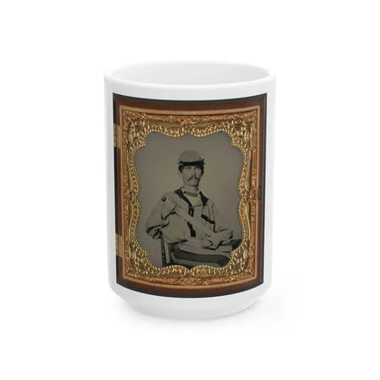 Soldier In Confederate Uniform (U.S. Civil War) White Coffee Mug 15oz - Go Mug Yourself