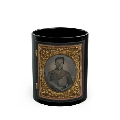 Soldier Named E.F. Powell In Confederate Uniform With Bowie Knife And Revolver (U.S. Civil War) Black Coffee Mug 11oz - Go Mug Yourself