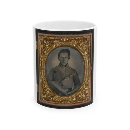 Soldier Named E.F. Powell In Confederate Uniform With Bowie Knife And Revolver (U.S. Civil War) White Coffee Mug 11oz - Go Mug Yourself
